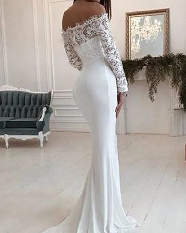 Sexy 2019 Beach Wedding Dresses Mermaid Off The Shoulder Lace Wedding Gowns V-Neck