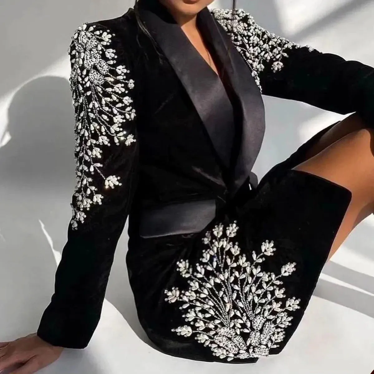 Sexy Black Velvet  Blazer