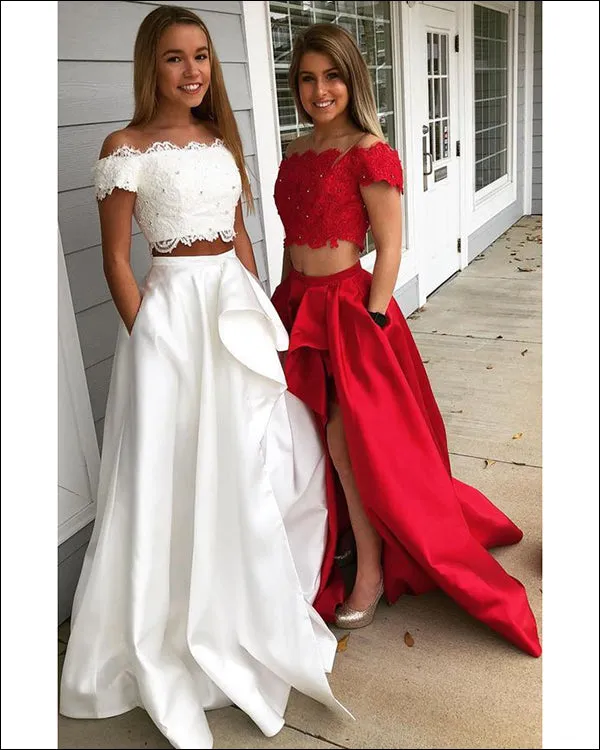 Sexy High Low Prom Dresses 2020 New Fashion Cap Sleeve Prom Party Gowns with Lace