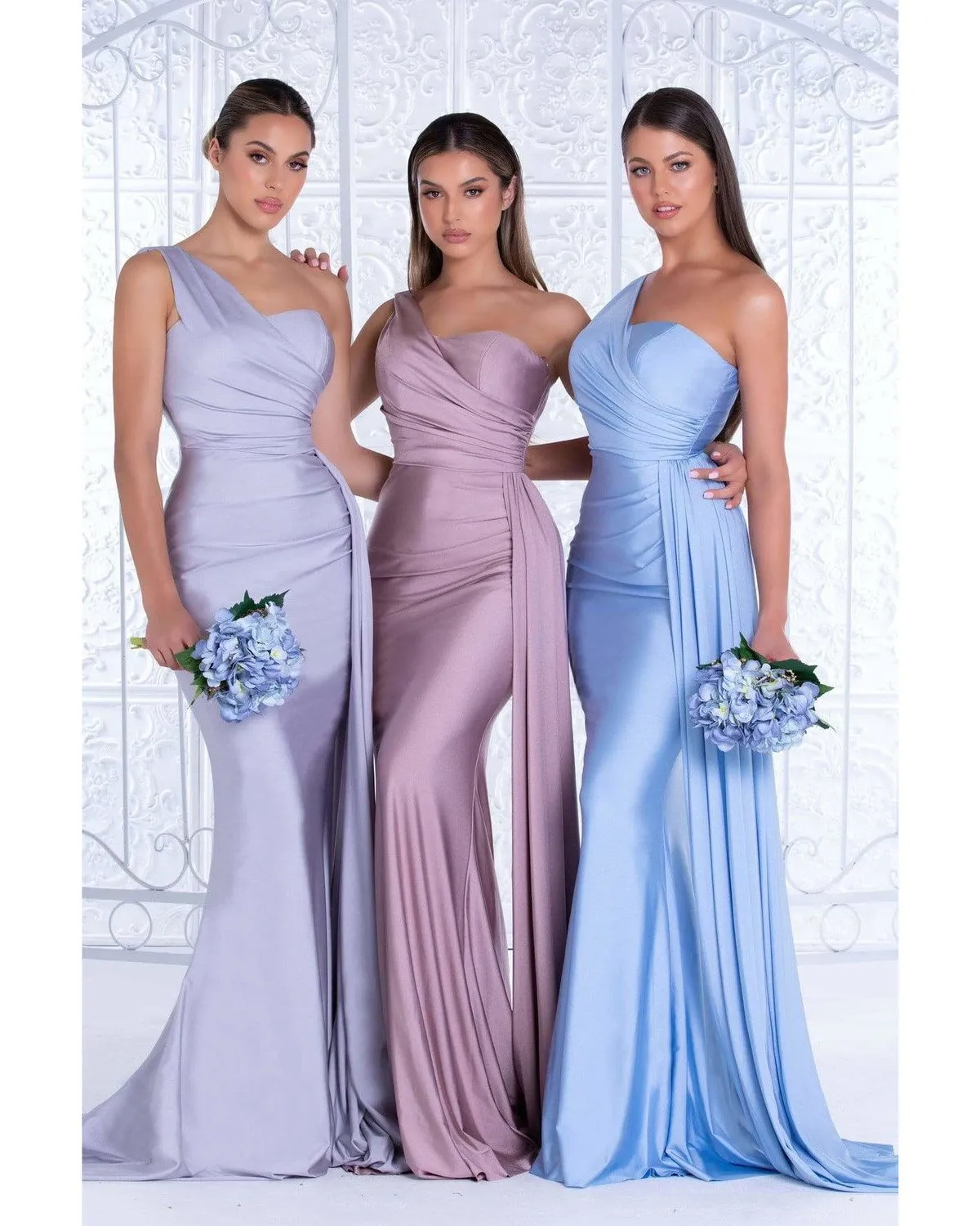 Sexy One Shoulder Khaki Bridesmaid Dress Mermaid Maid of Honor Bride Silk Like Satin Dress for Girls