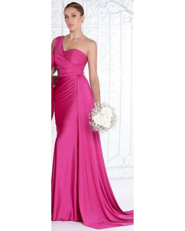 Sexy One Shoulder Khaki Bridesmaid Dress Mermaid Maid of Honor Bride Silk Like Satin Dress for Girls
