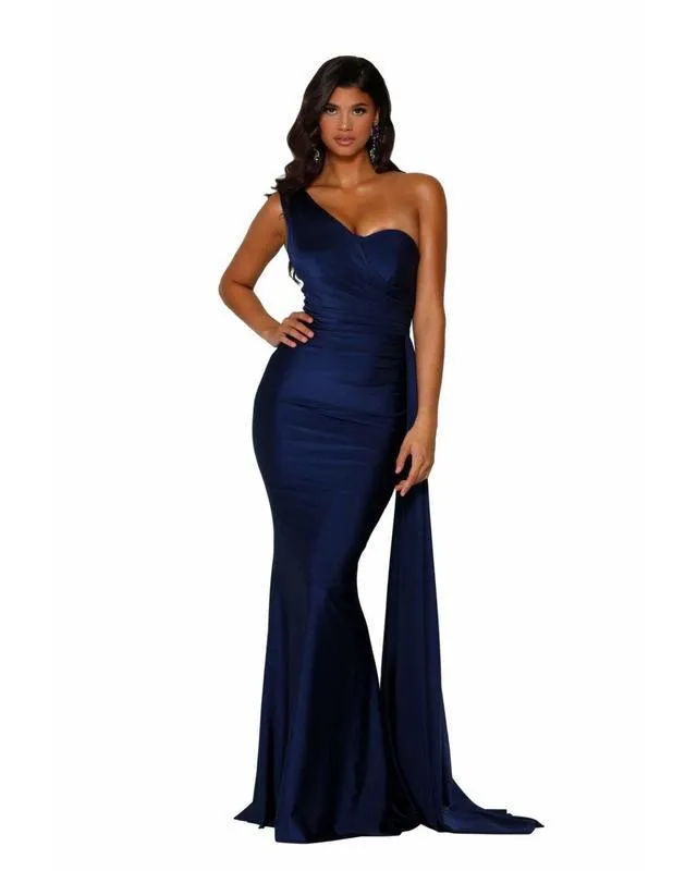 Sexy One Shoulder Khaki Bridesmaid Dress Mermaid Maid of Honor Bride Silk Like Satin Dress for Girls