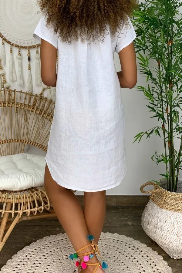 Short Sleeve Cotton Mini Dress