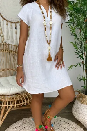 Short Sleeve Cotton Mini Dress