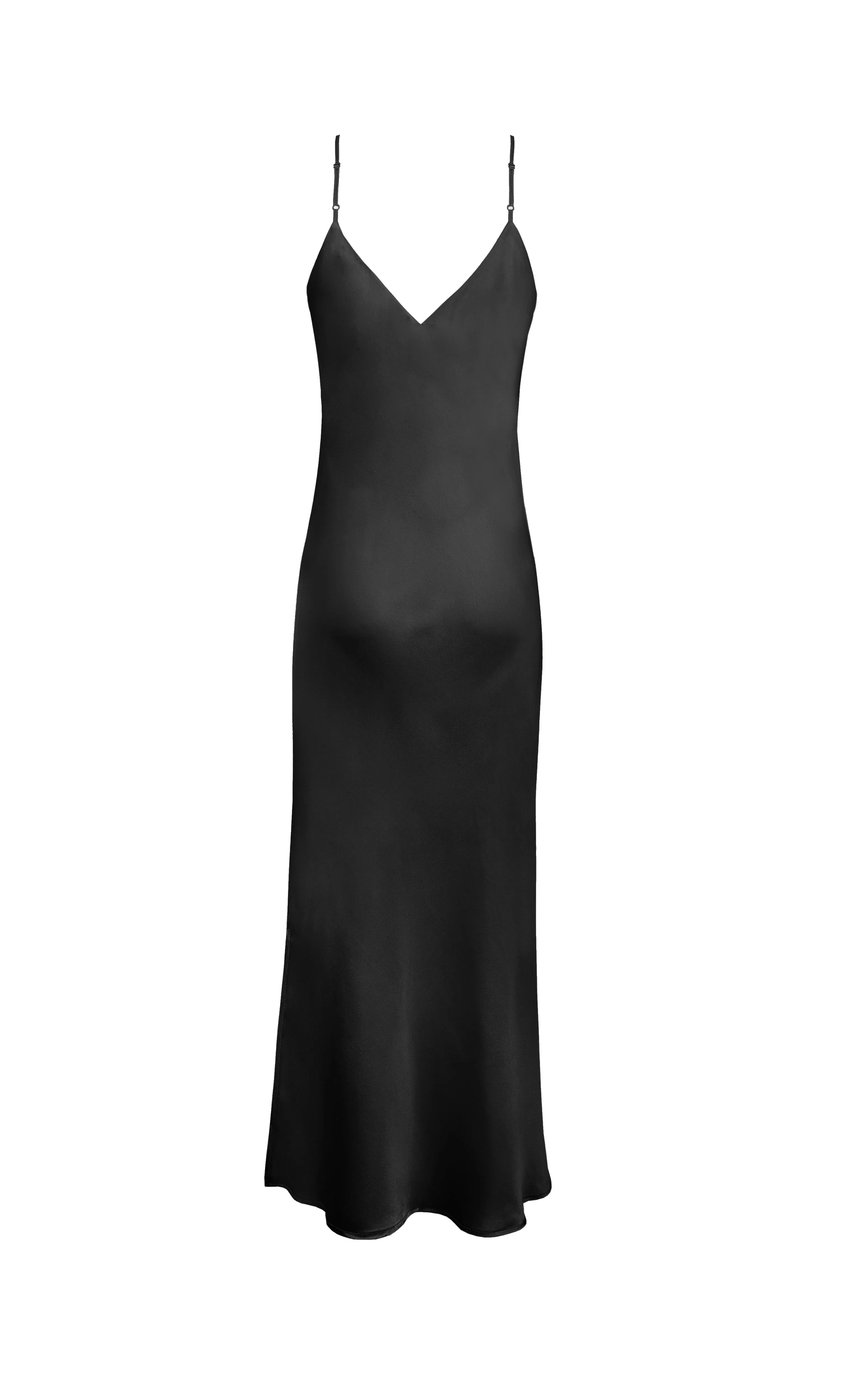 Silk Bias Maxi Dress - Black
