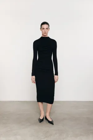 Silk Knit L/s Twist Midi Dress