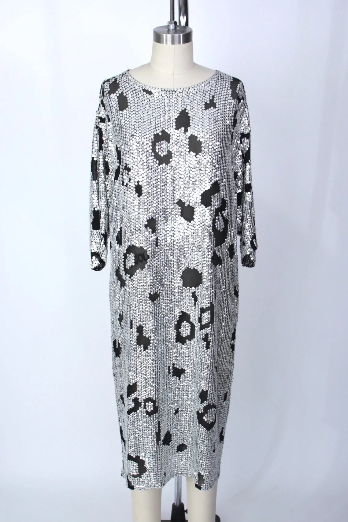 Silk Sequin Leopard Devoré Dress