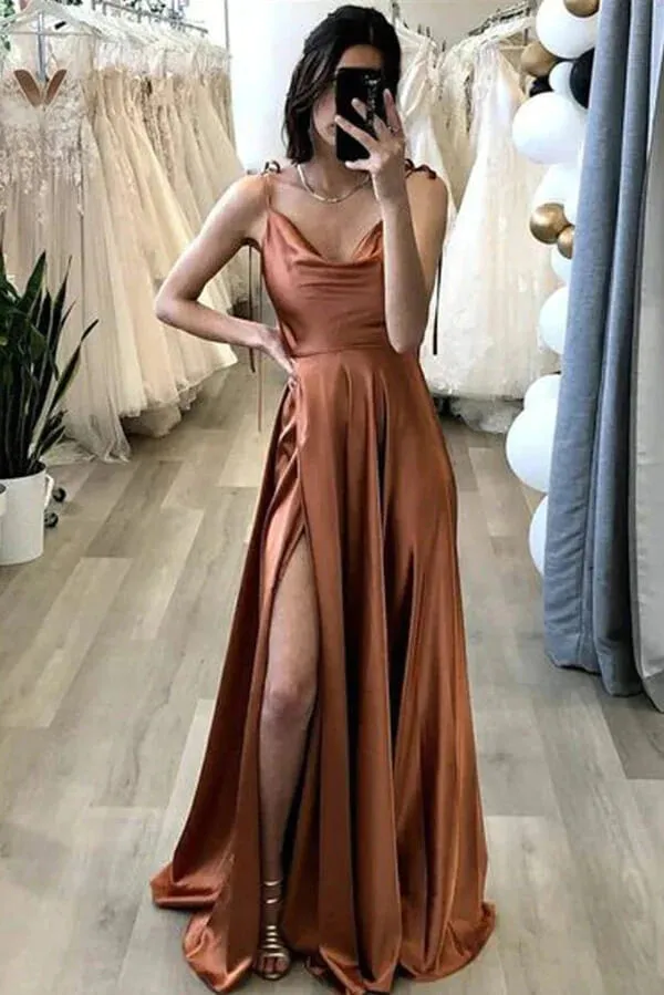 Simple Silk Satin Sage Wedding Guest Dress A Line Long Summer Maxi Dress