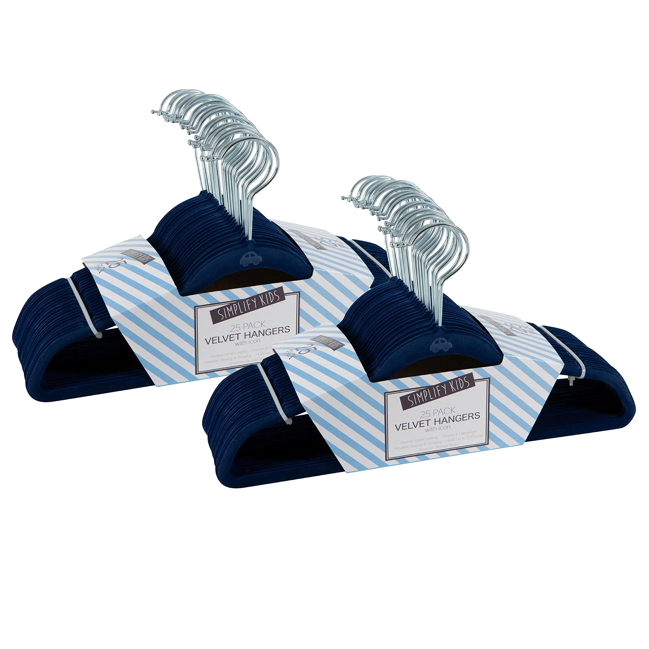 Simplify 100 Pack Kids Velvet Hangers | Slim | Non-Slip Design | Space