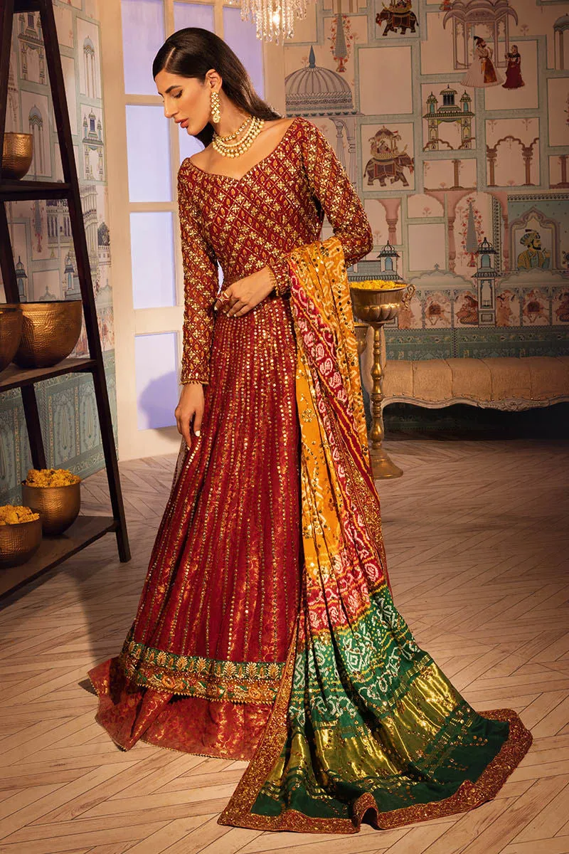 Sitara Chunri Pishwas Lehenga Pakistani Mehndi Dresses