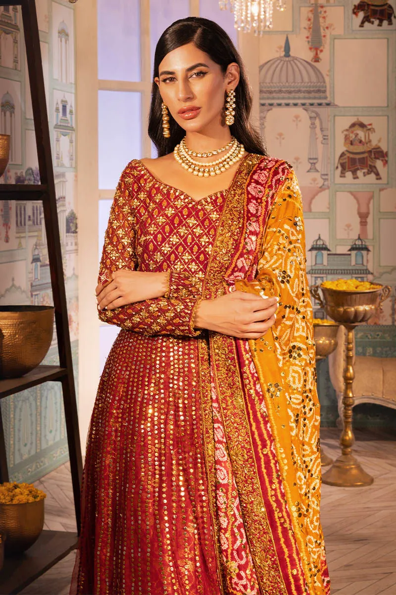 Sitara Chunri Pishwas Lehenga Pakistani Mehndi Dresses