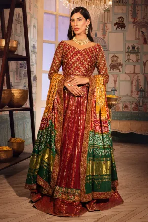 Sitara Chunri Pishwas Lehenga Pakistani Mehndi Dresses