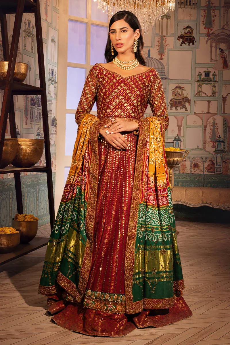Sitara Chunri Pishwas Lehenga Pakistani Mehndi Dresses
