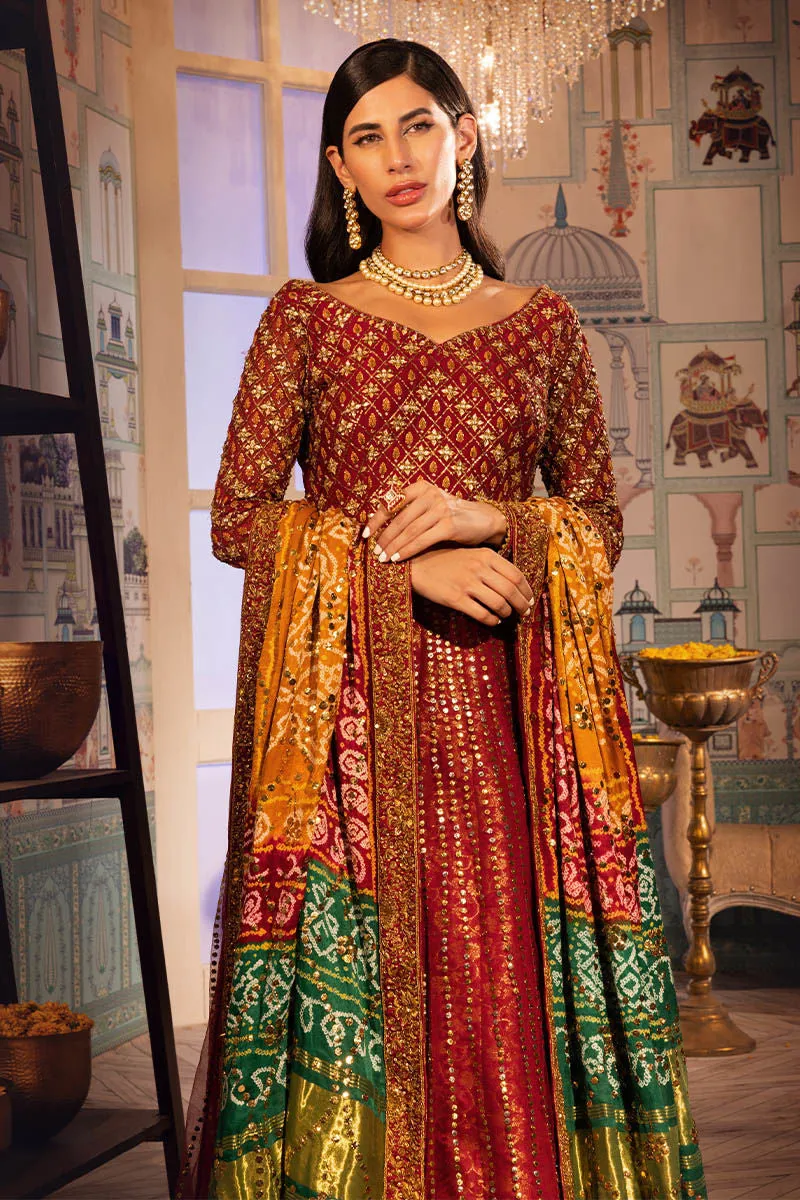 Sitara Chunri Pishwas Lehenga Pakistani Mehndi Dresses