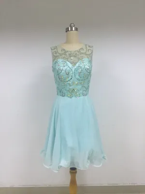 Sky Blue Top Beaded Chiffon Homecoming Dresses_US4, SO014