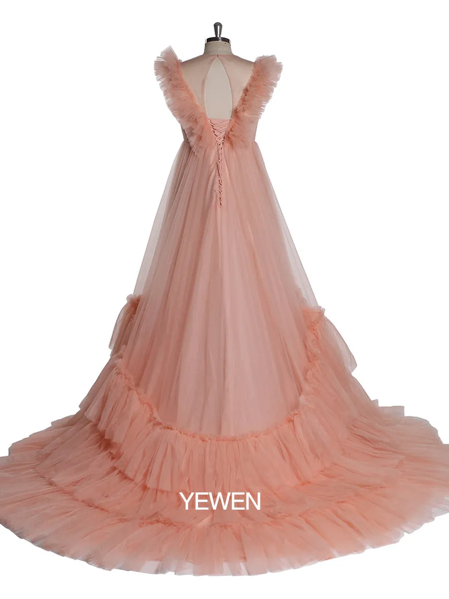 Sleeveless Maxi Maternity Dress Pleated Backless Ball Gown Party Dress