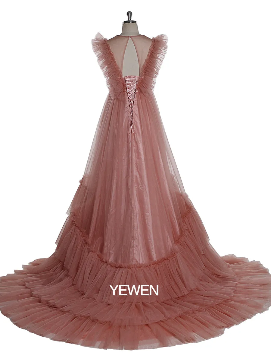 Sleeveless Maxi Maternity Dress Pleated Backless Ball Gown Party Dress