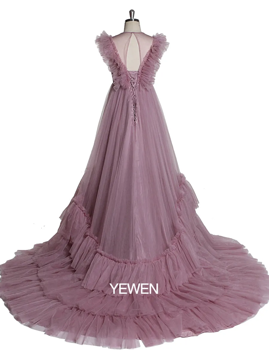 Sleeveless Maxi Maternity Dress Pleated Backless Ball Gown Party Dress