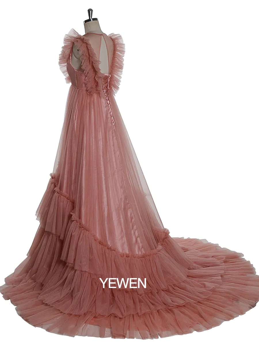 Sleeveless Maxi Maternity Dress Pleated Backless Ball Gown Party Dress