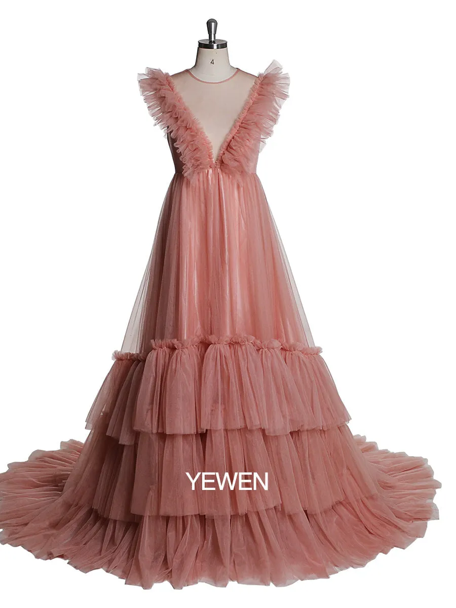 Sleeveless Maxi Maternity Dress Pleated Backless Ball Gown Party Dress