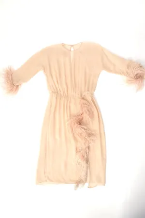 S/S 2017 Prada Chiffon & Ostrich Dress