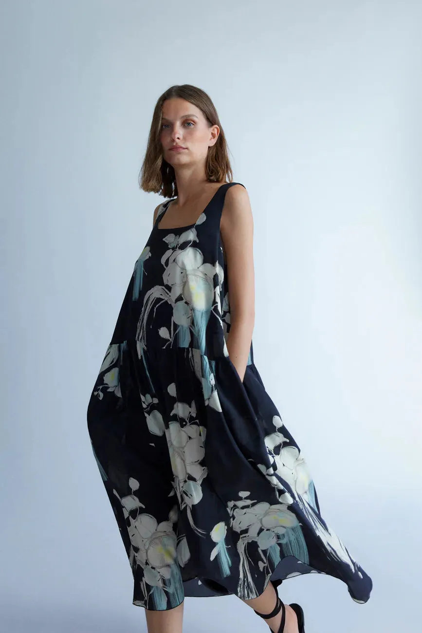 Sumi-e Japanese Print Dress