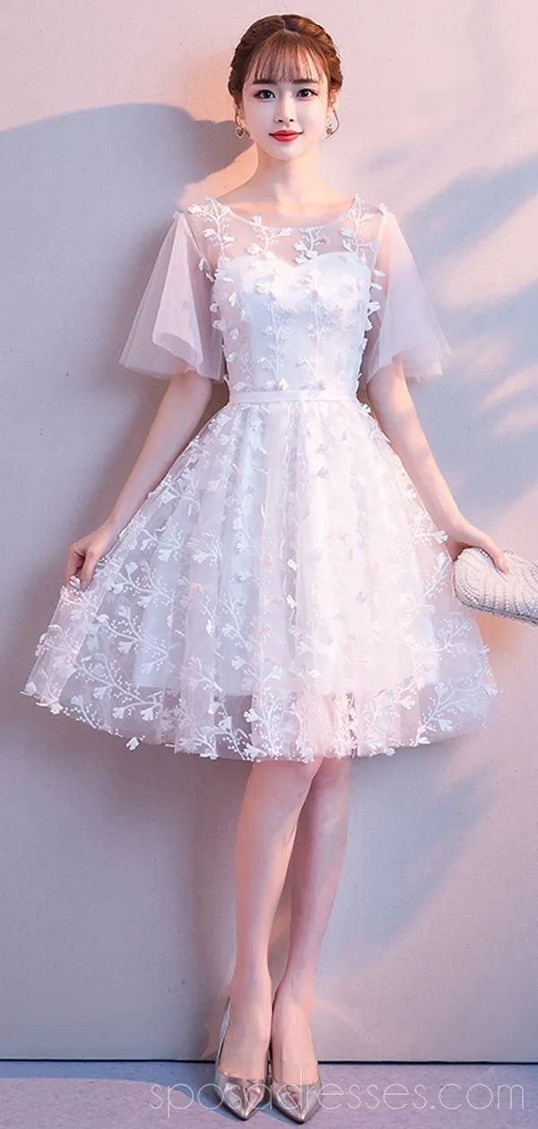 Sweet Off White Lace Cheap Homecoming Dresses Online, Cheap Short Prom Dresses, CM775