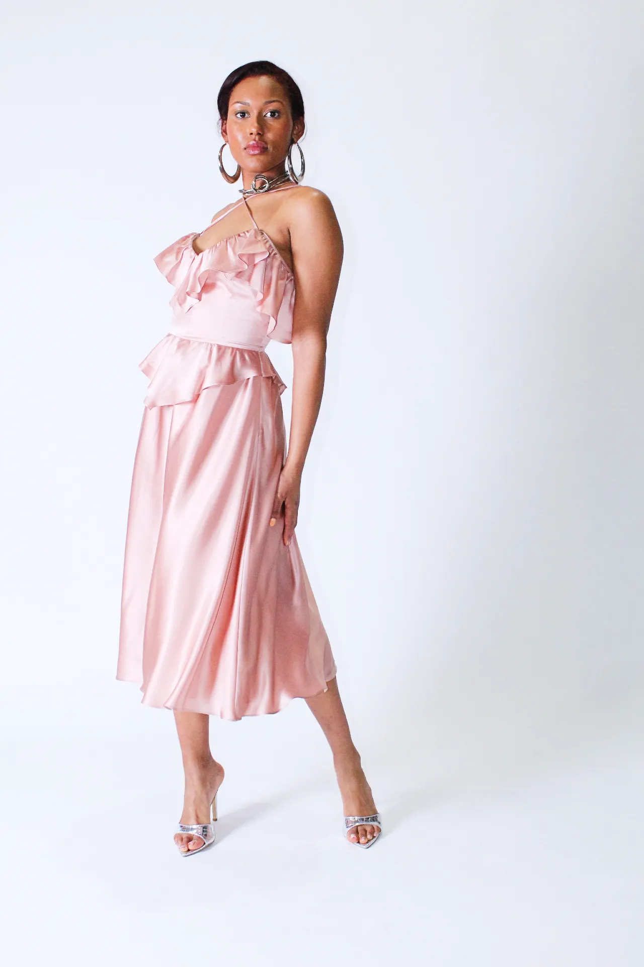 The Francine Silk Off The Shoulder Dress