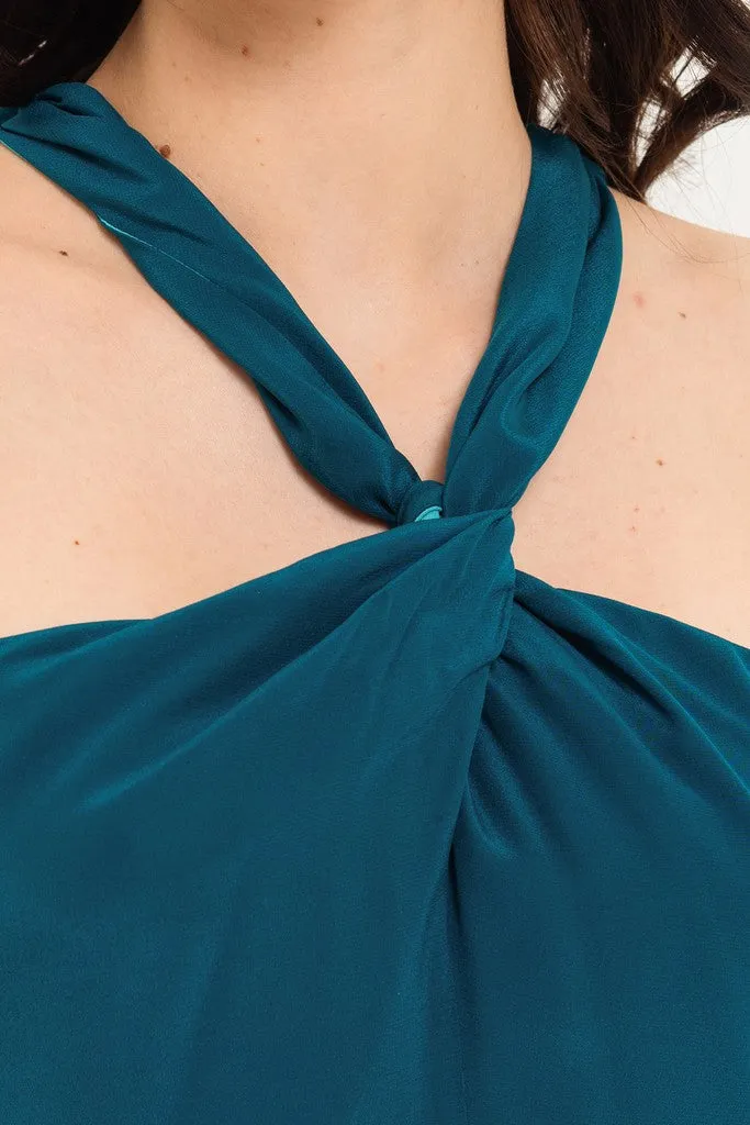 Turquoise Сocktail Asymmetric A-line Strap Above Knee Dress