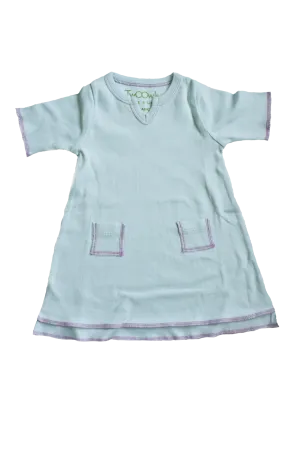 TwOOwls Turquoise/Pink Baby Tunic Dress -100% organic cotton