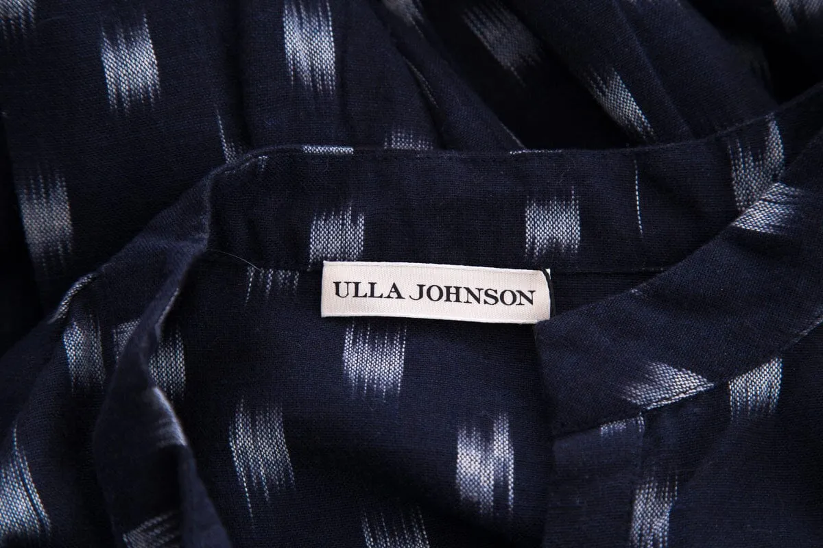 Ulla Johnson Navy Long Sleeve Cotton Half Button Up Dress SZ 2