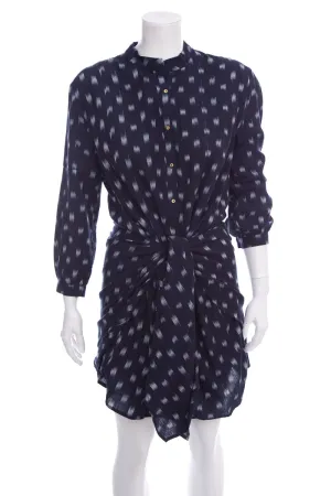 Ulla Johnson Navy Long Sleeve Cotton Half Button Up Dress SZ 2