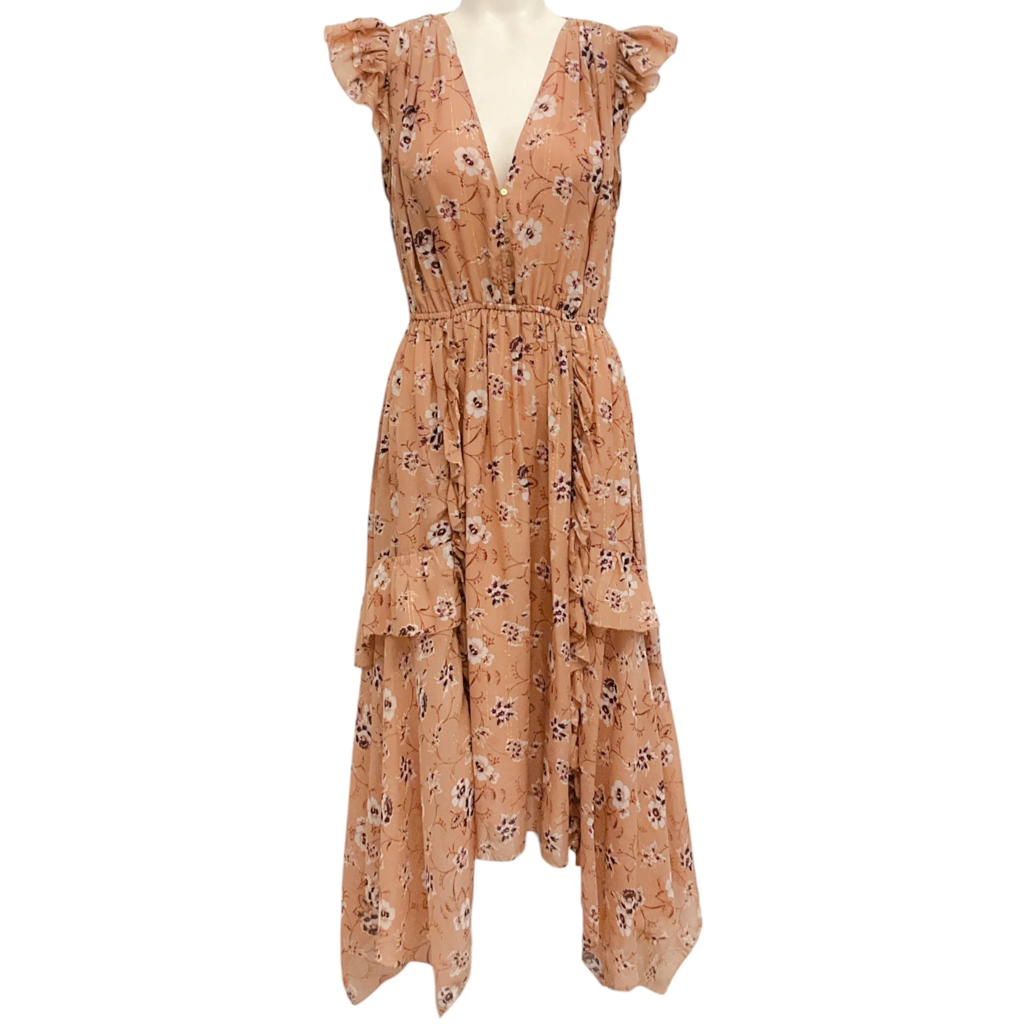 Ulla Johnson Neutral Floral Silk Ciel Dress