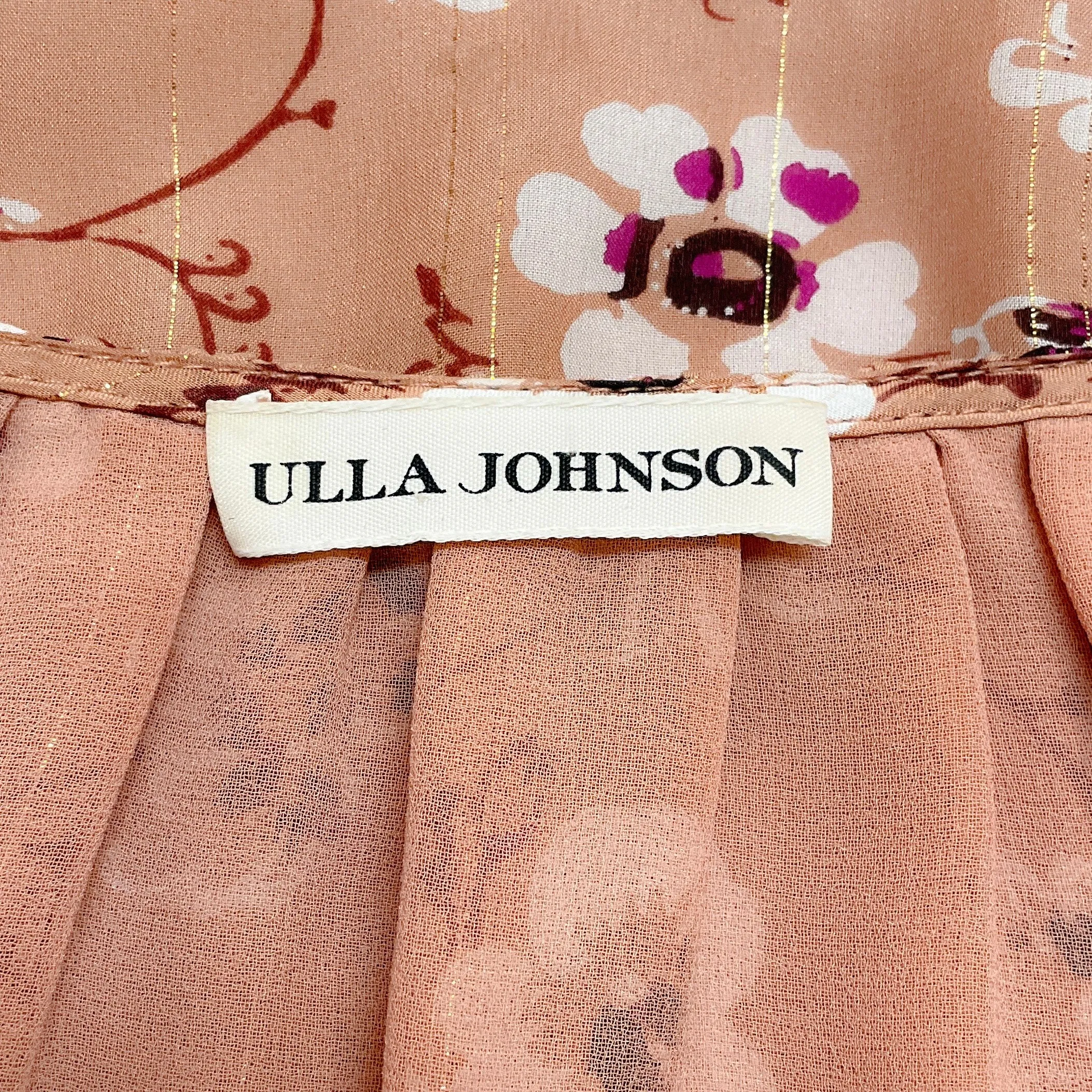 Ulla Johnson Neutral Floral Silk Ciel Dress