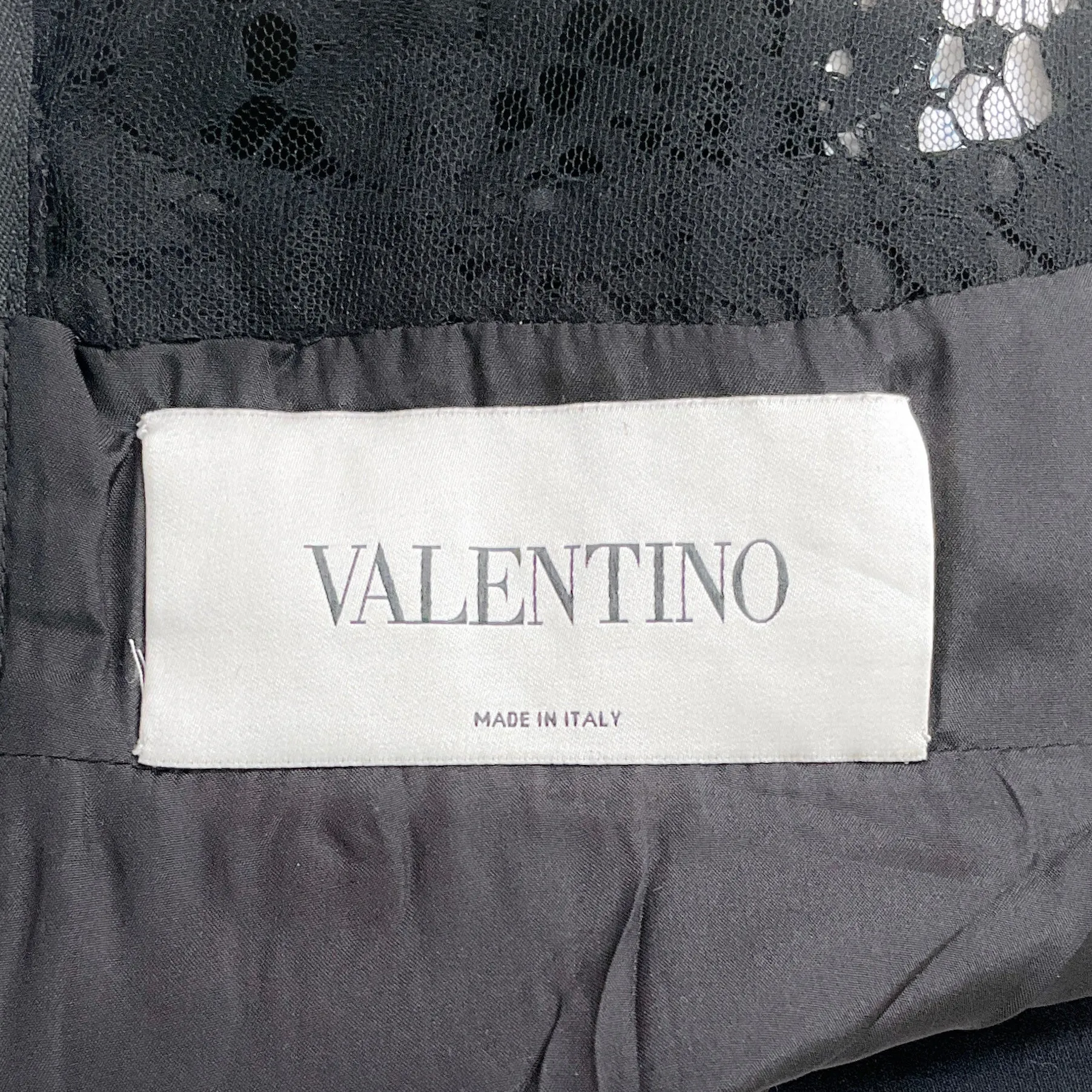 Valentino Black Wool and Lace Dress