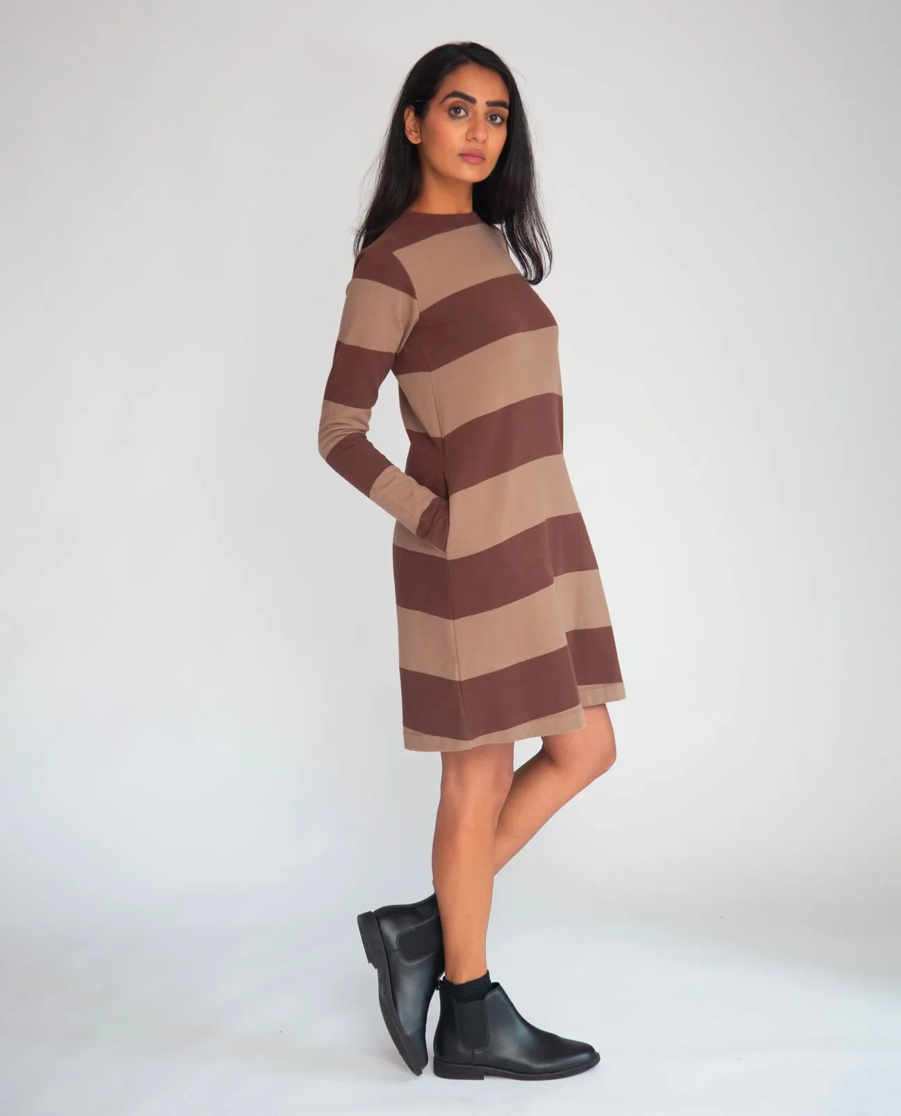 Vicky-Sue Organic Cotton Dress In Chocolate & Mocha