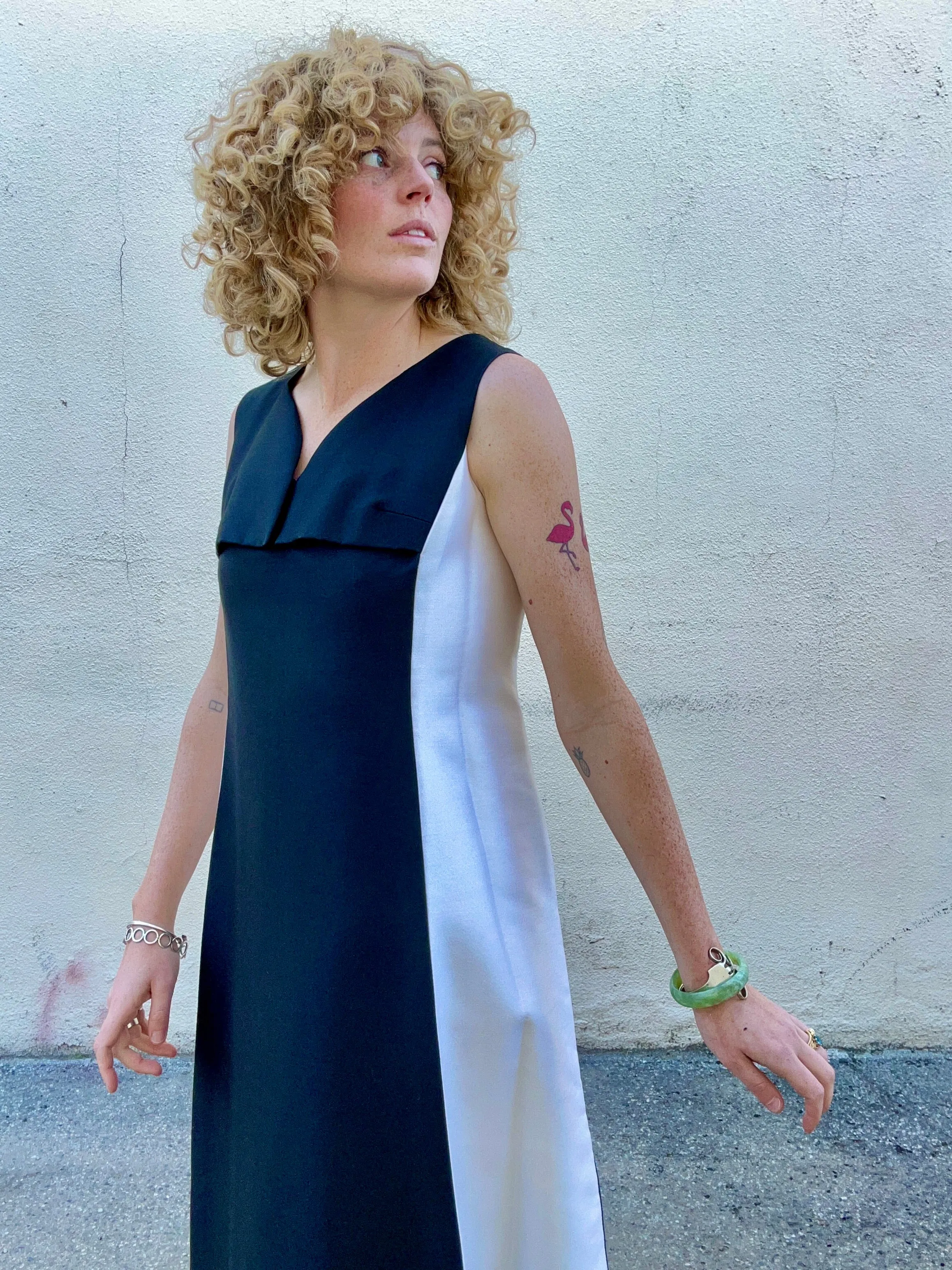 Vintage Marc Vaughan Black and White Envelope Gown
