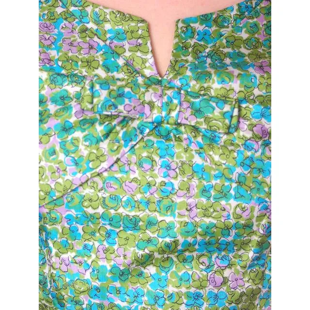 Vintage Silk Sheath Dress 1950s Turquoise Pastels Emile 34-25-37