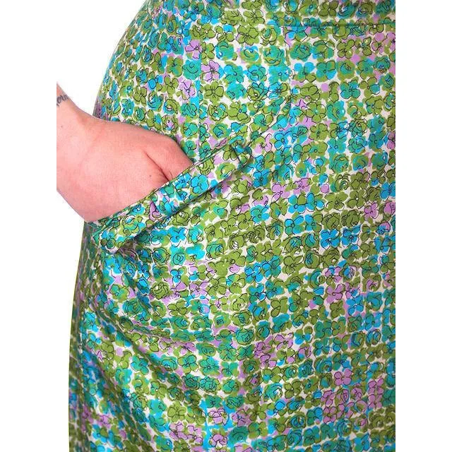 Vintage Silk Sheath Dress 1950s Turquoise Pastels Emile 34-25-37