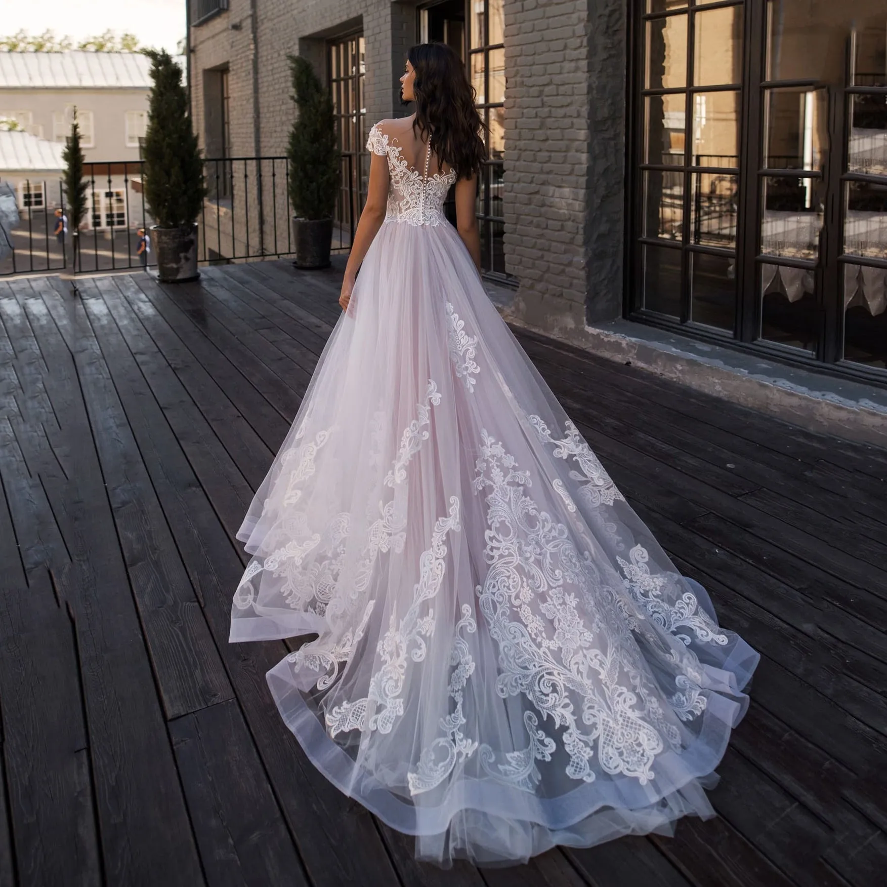 Wedding Bride Gown with Sweep Train Plus Size