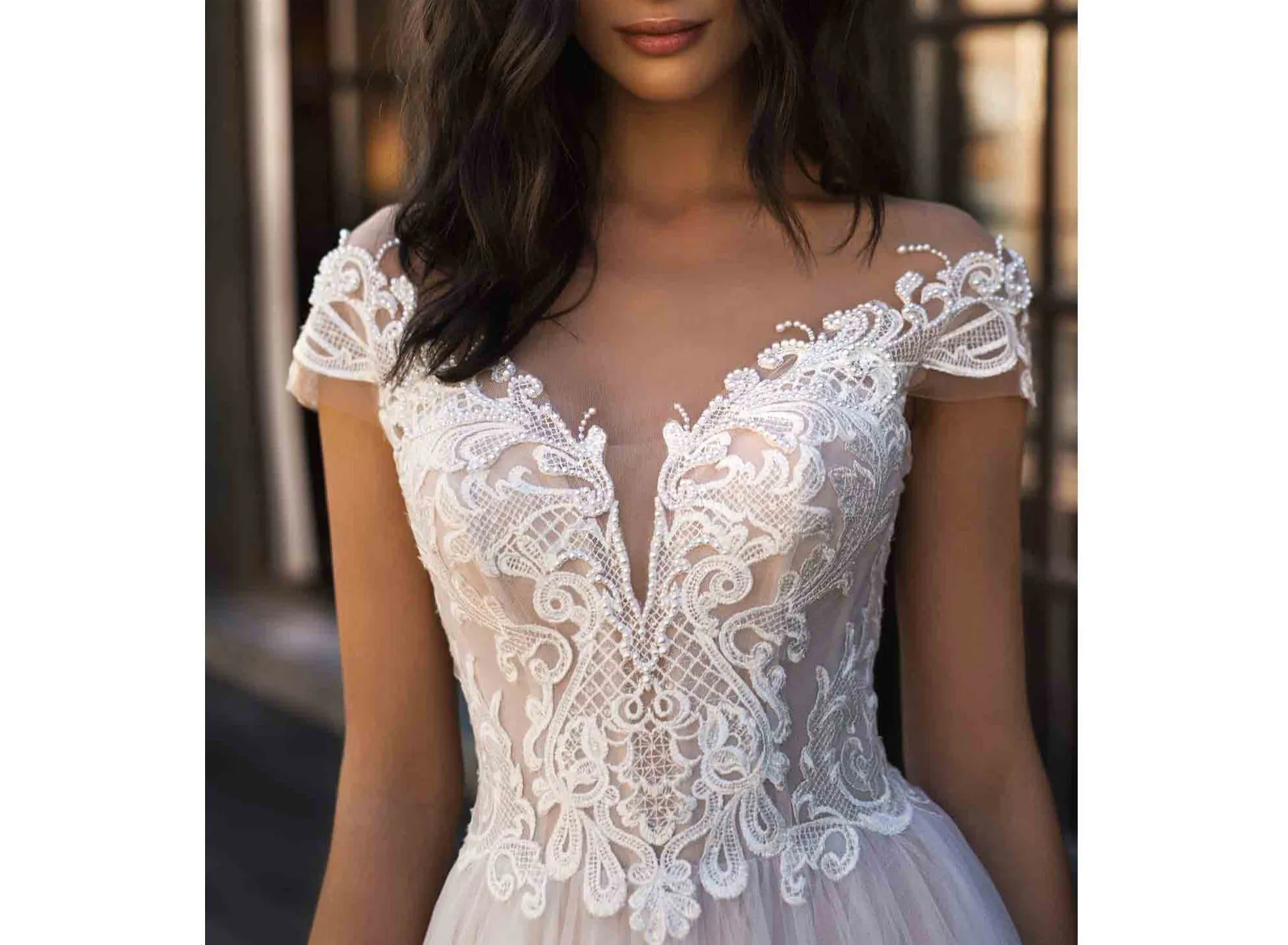 Wedding Bride Gown with Sweep Train Plus Size