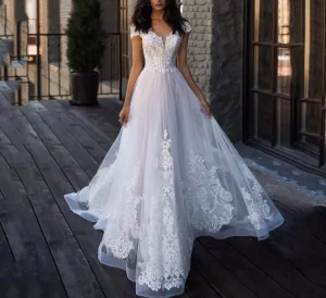 Wedding Bride Gown with Sweep Train Plus Size