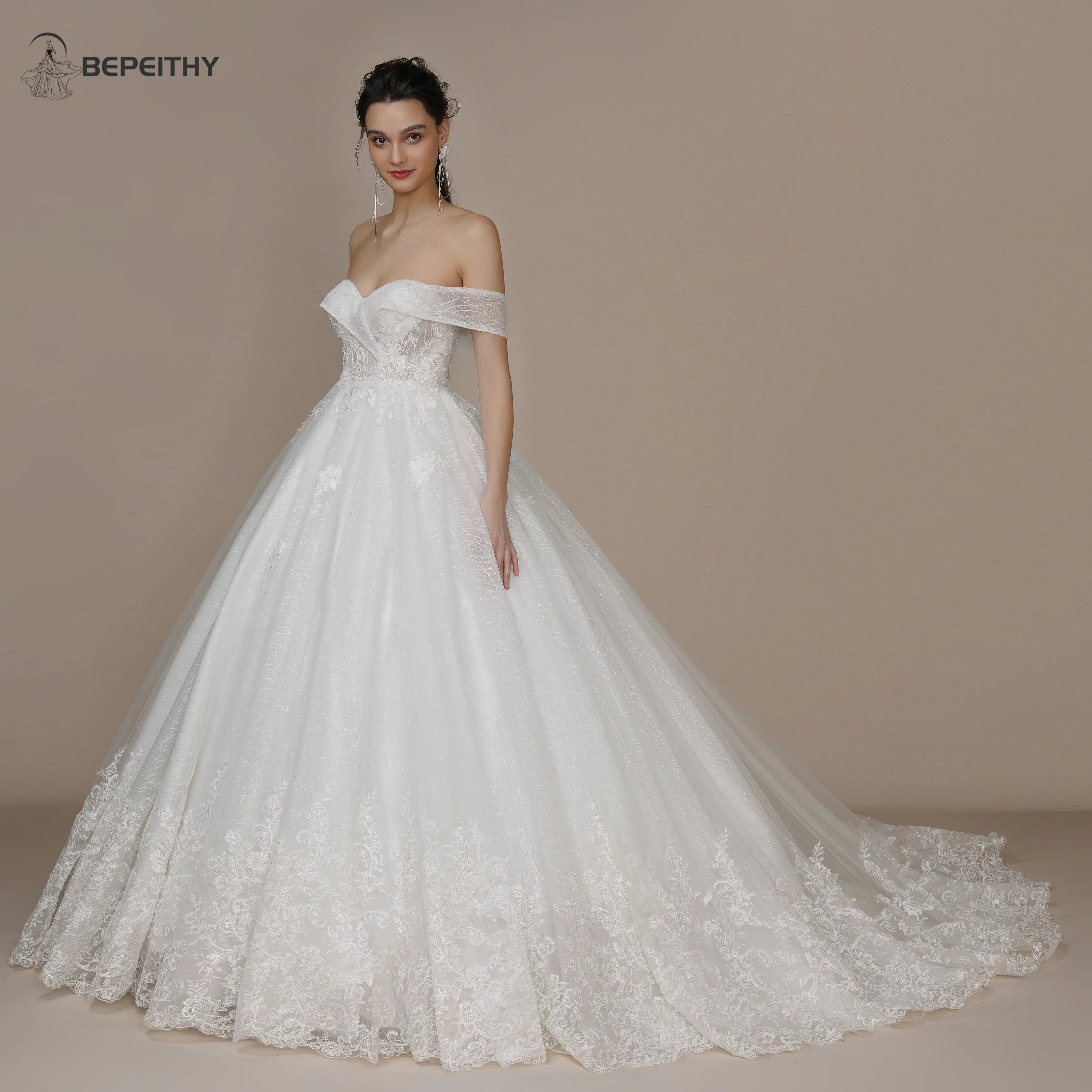 Wedding Guest Dresses: Princess Vintage Ivory Wedding Dress For Women Strapless