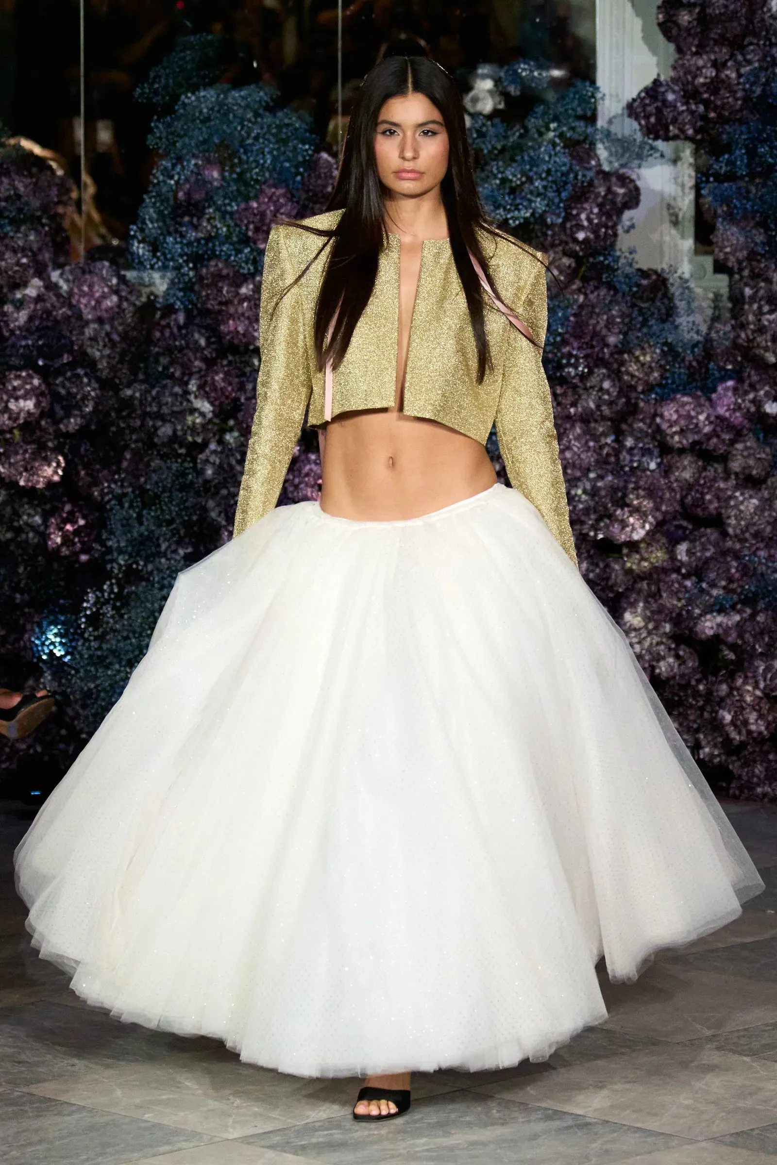White and Gold Sparkle Tulle Skirt