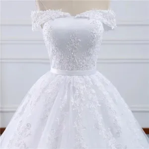 White Ball Gown Bridal Dress mariage Vintage Muslim Plus Size Lace