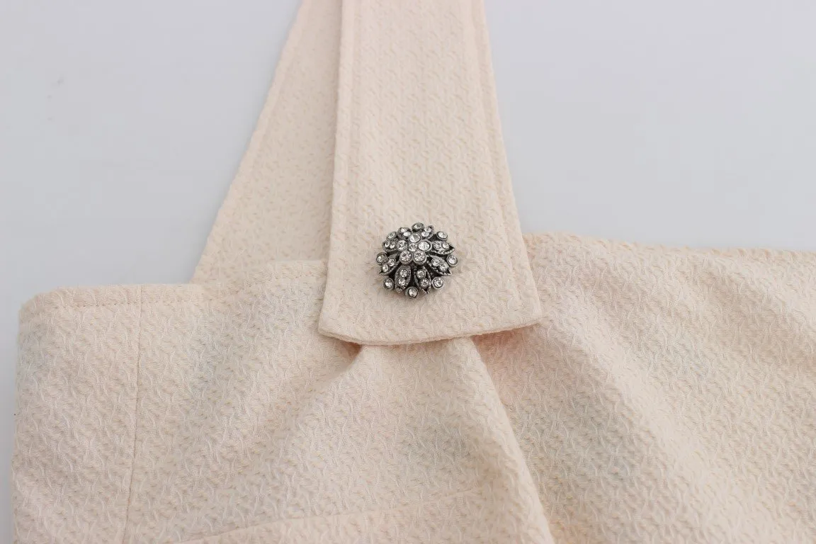 White brocade with crystal detailing dress