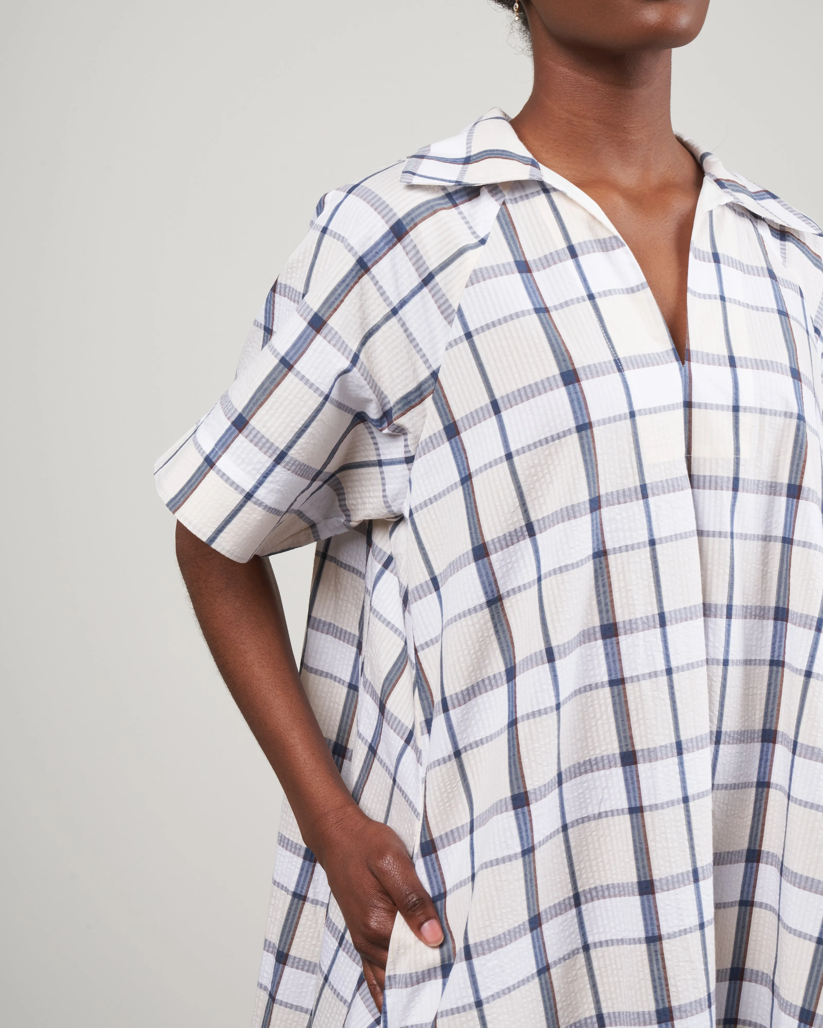 wiley tee dress - blue check