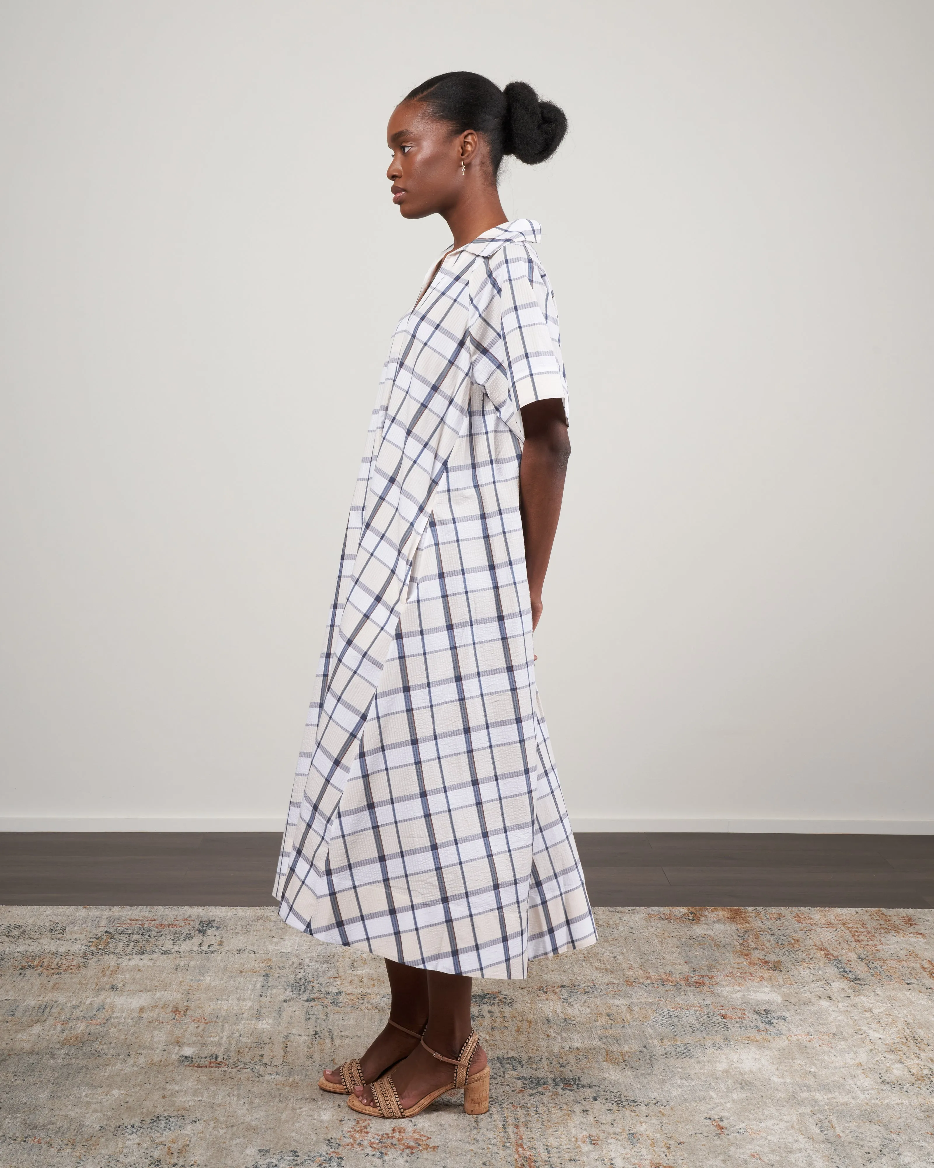 wiley tee dress - blue check