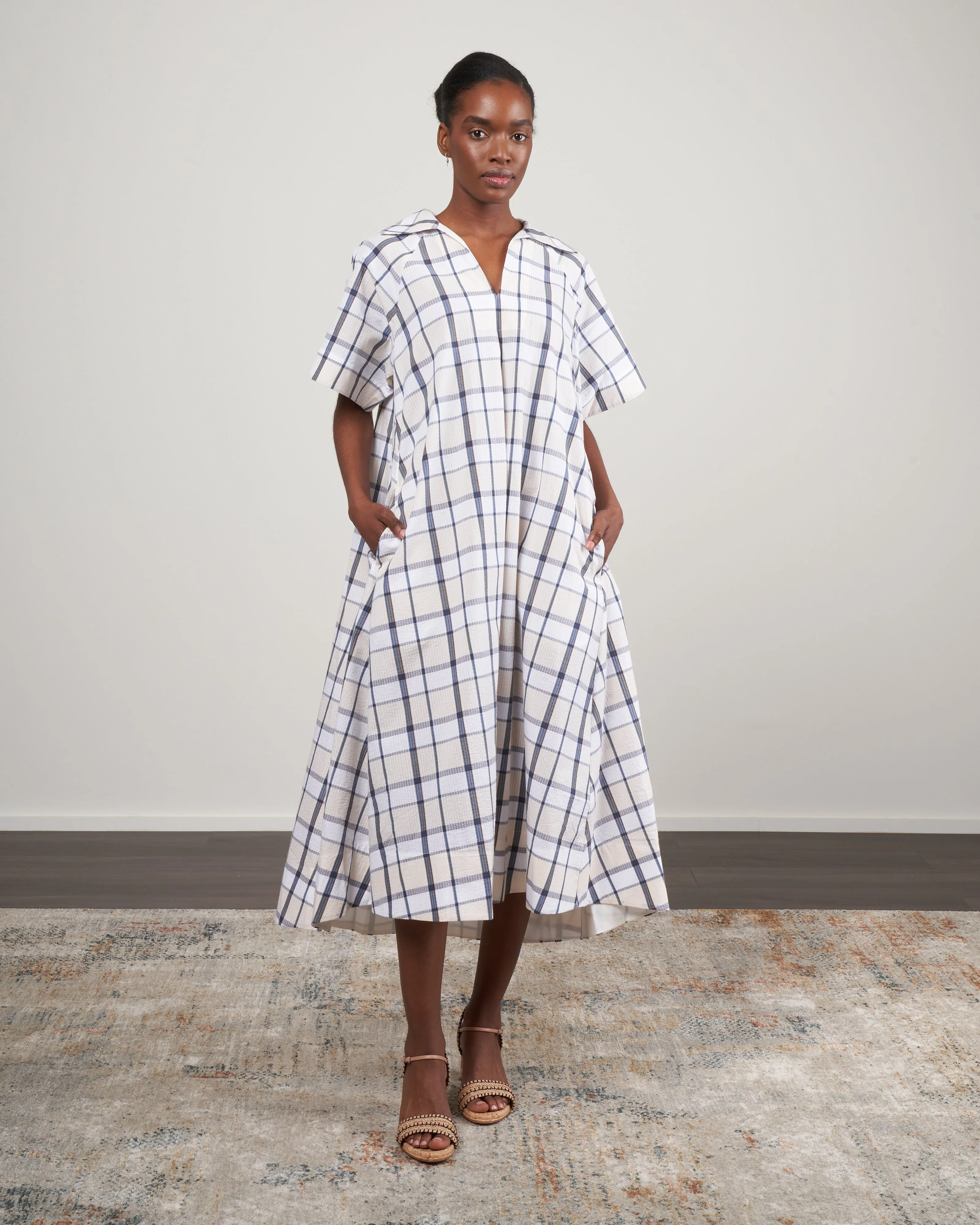 wiley tee dress - blue check