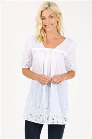 Woven Floral Short Dress White - Pack of 6